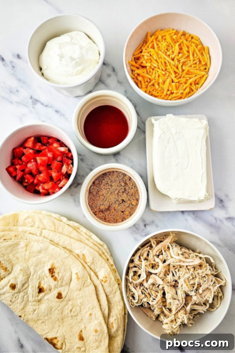 Low-Carb Chicken Taco Pinwheels Ingredients