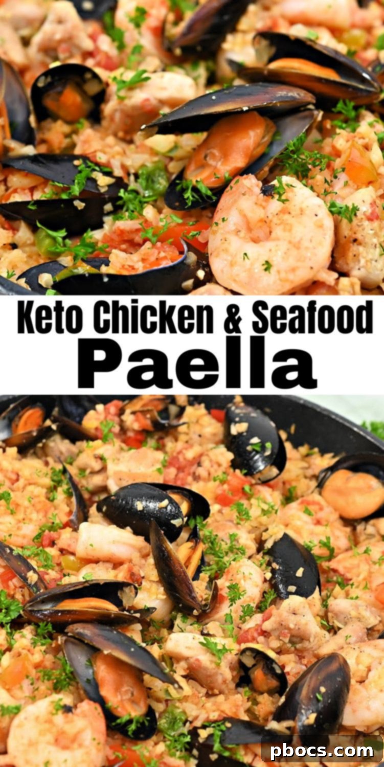 Keto Paella pin graphic for Pinterest