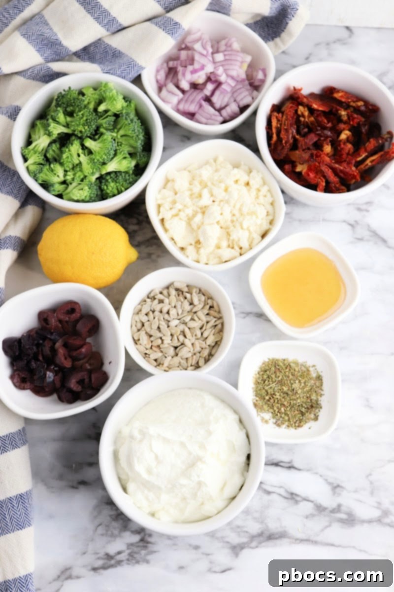 Low Carb Greek Broccoli Salad Ingredients