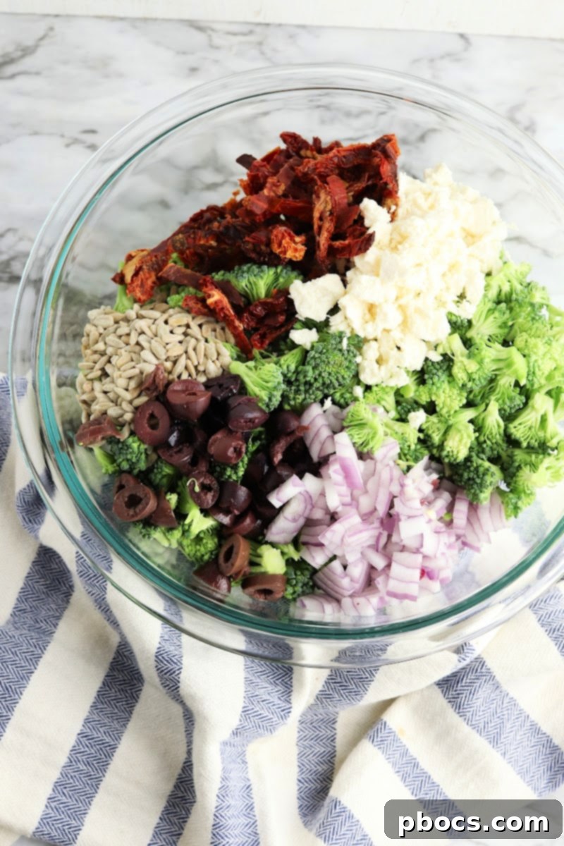 Mixing the salad ingredients