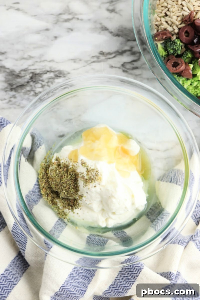 Adding herbs to the dressing