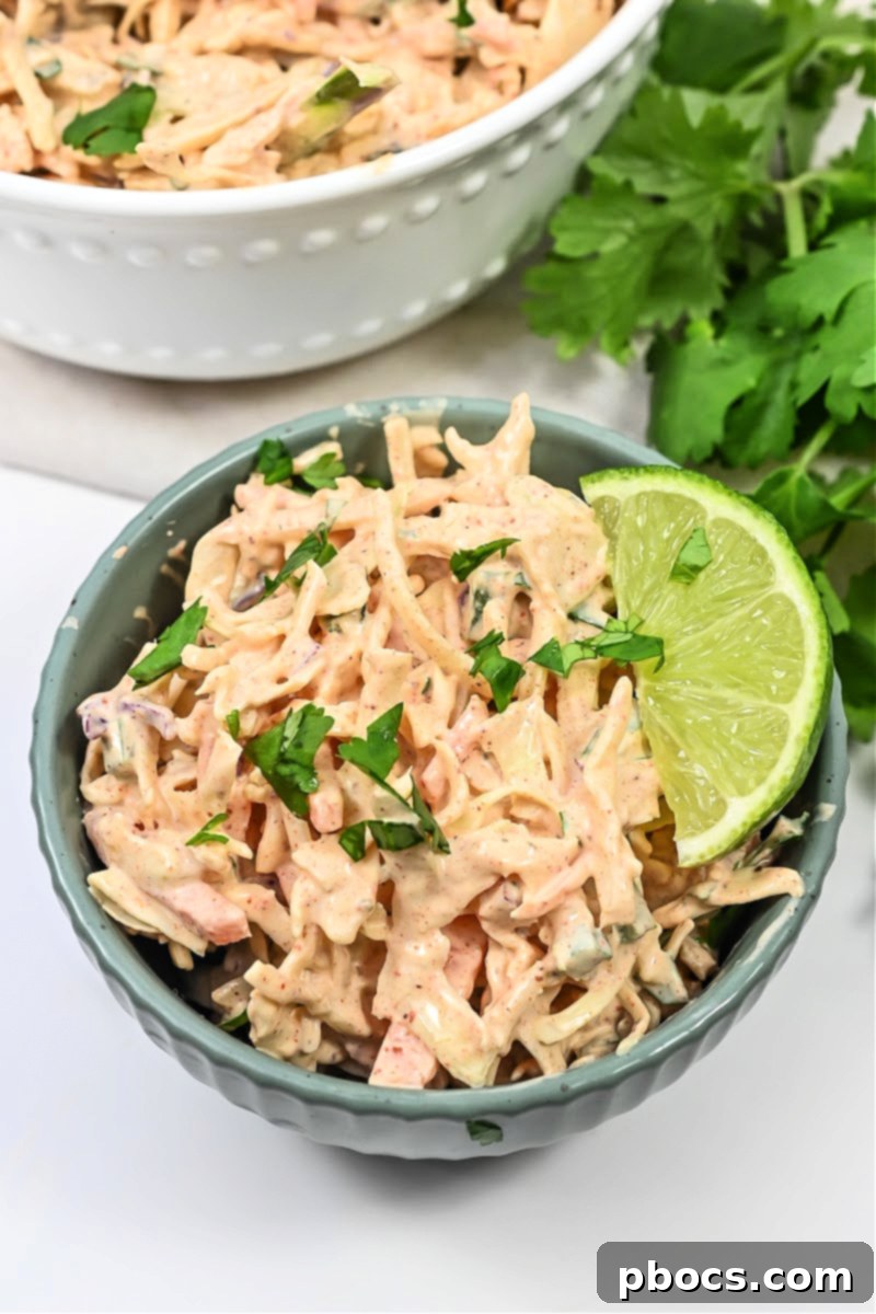 Vibrant Keto Mexican Coleslaw ready to serve
