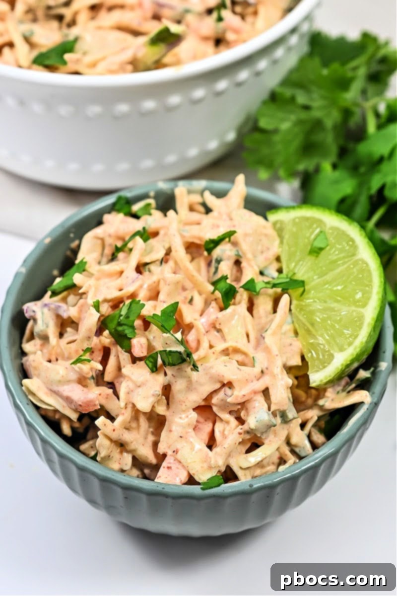 Keto Mexican Coleslaw served on a plate
