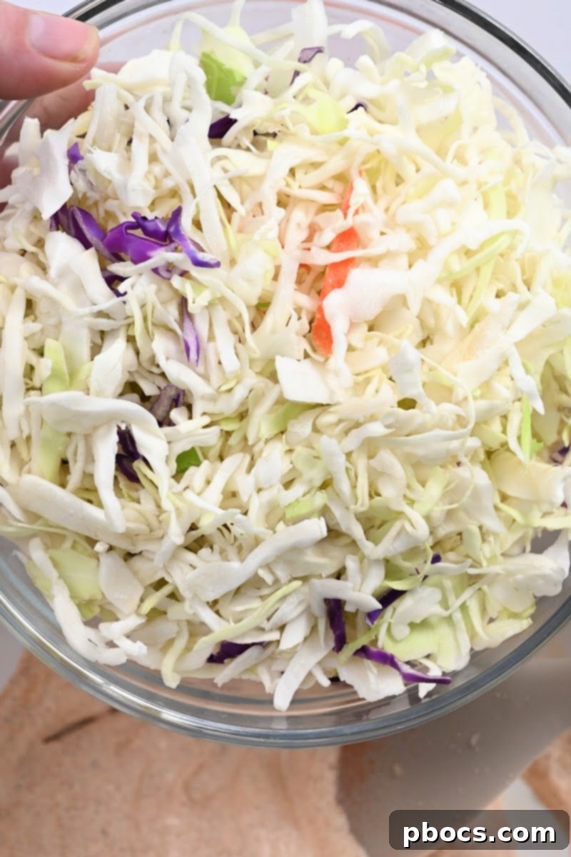 Coleslaw mix in a bowl