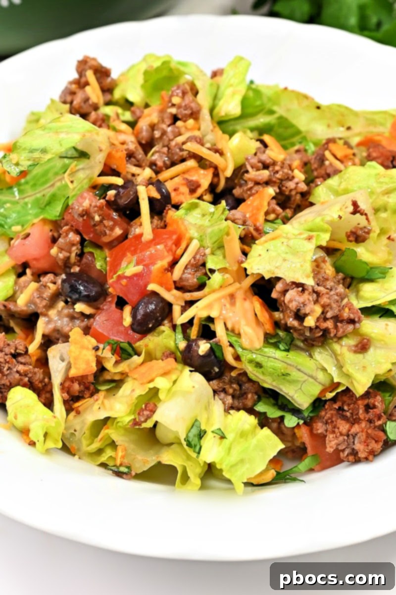 Keto Doritos Ground Beef Salad, ready to serve