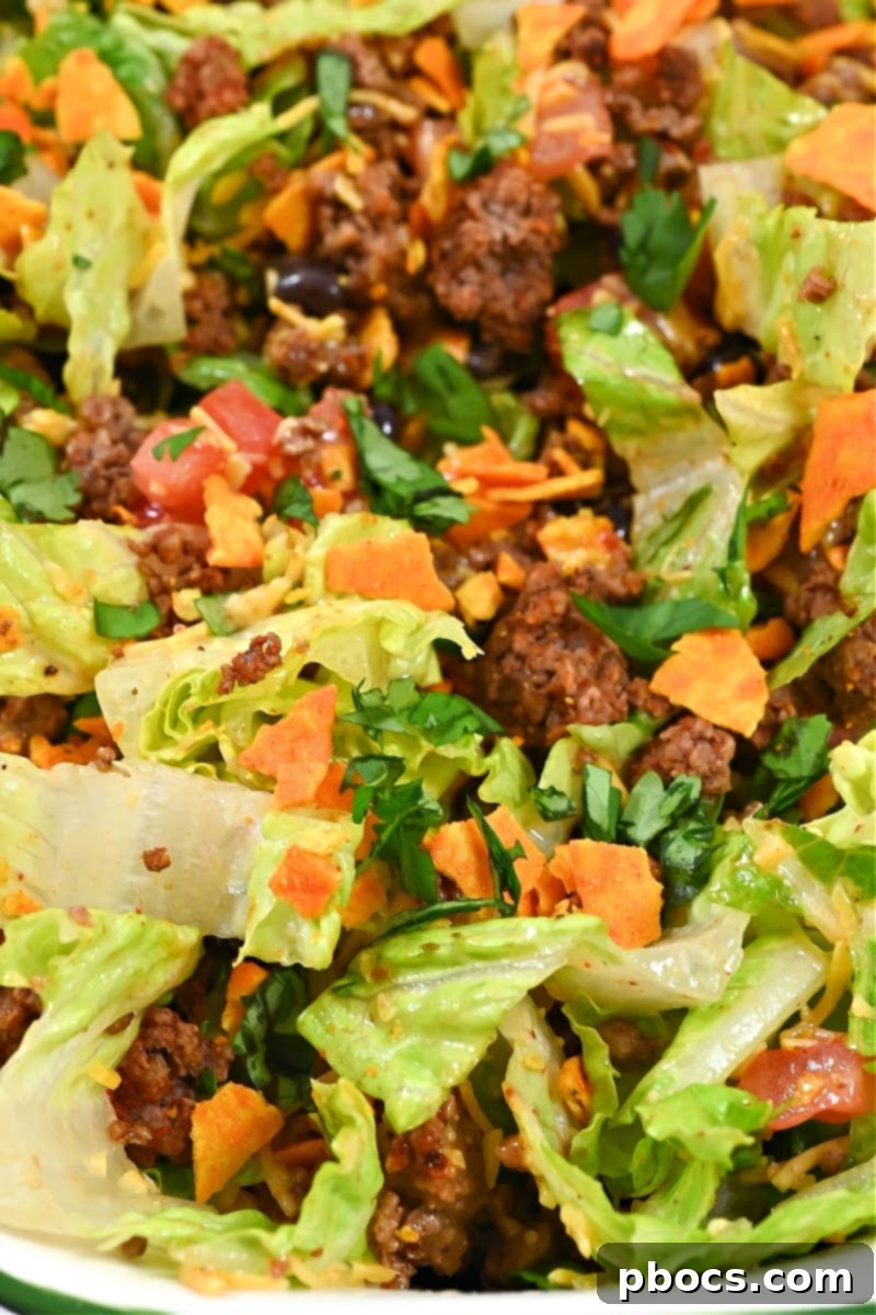 Keto Doritos Ground Beef Salad, close-up of fresh ingredients