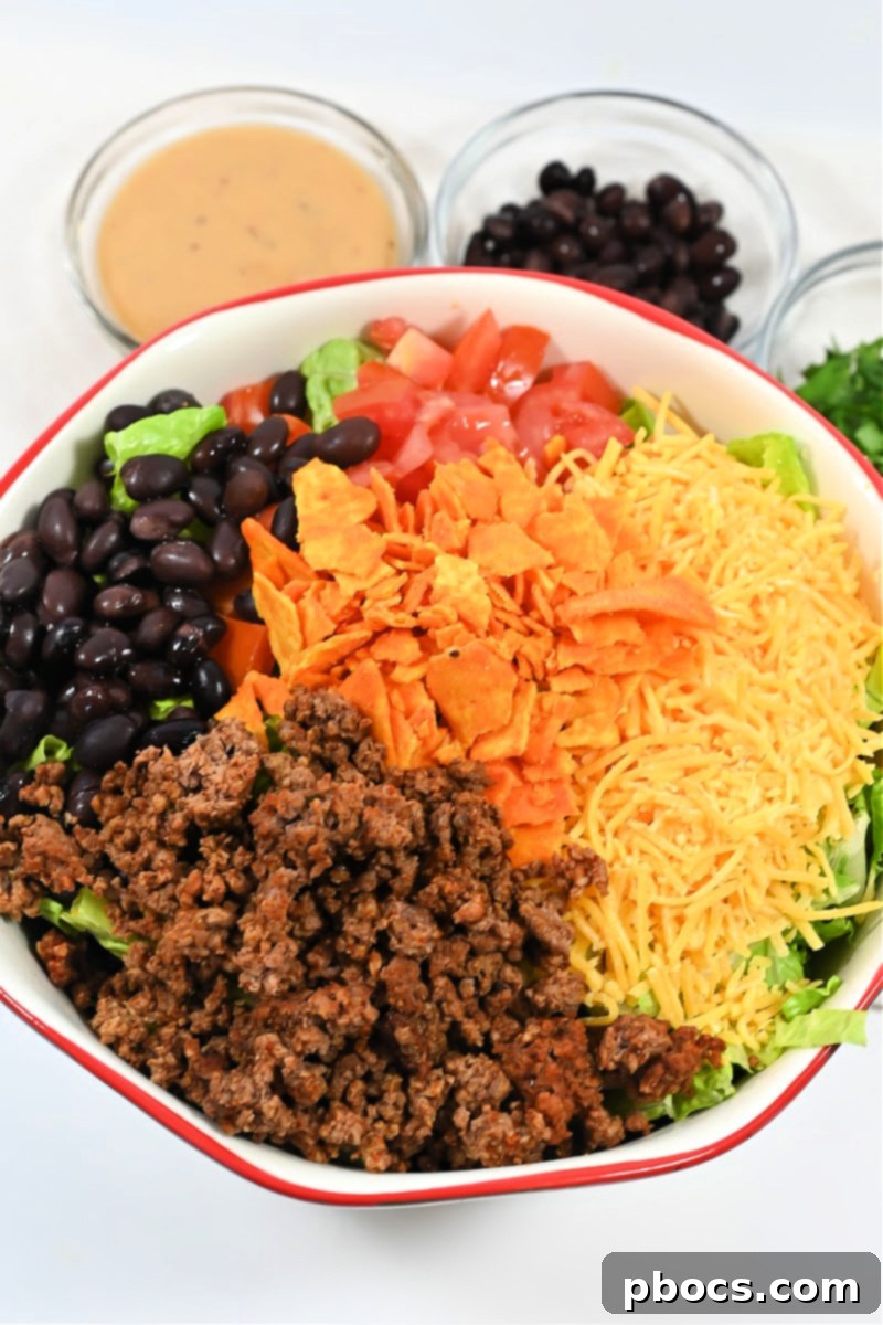 Keto Doritos Ground Beef Salad, ingredient preparation