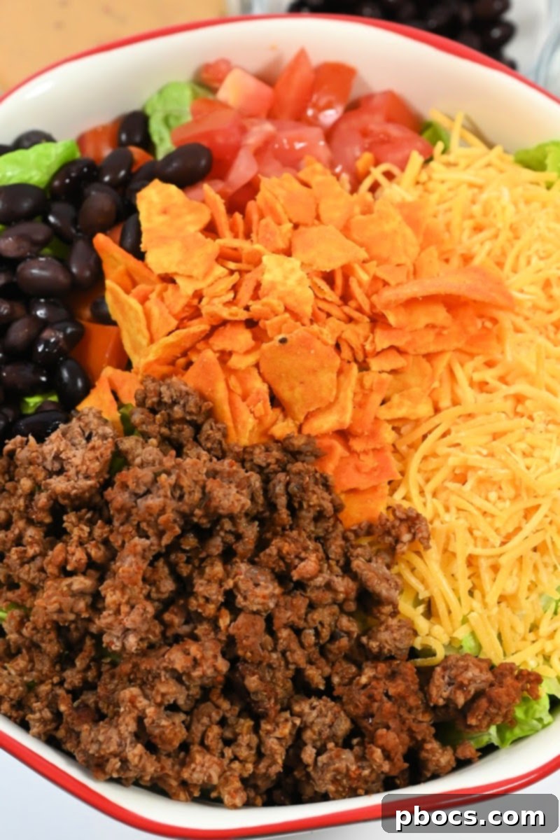 Keto Doritos Ground Beef Salad, browning ground beef