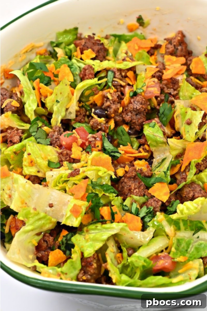Keto Doritos Ground Beef Salad, final assembly
