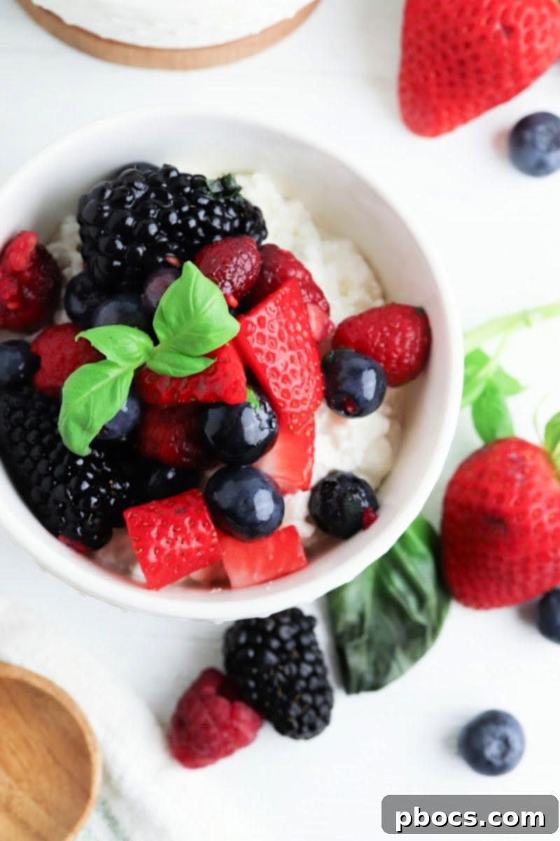 Low Carb Basil Infused Berries and Creamy Cottage Cheese 2 Low-Carb Basil Marinated Berries With Cottage Cheese - a delicious high-protein keto snack