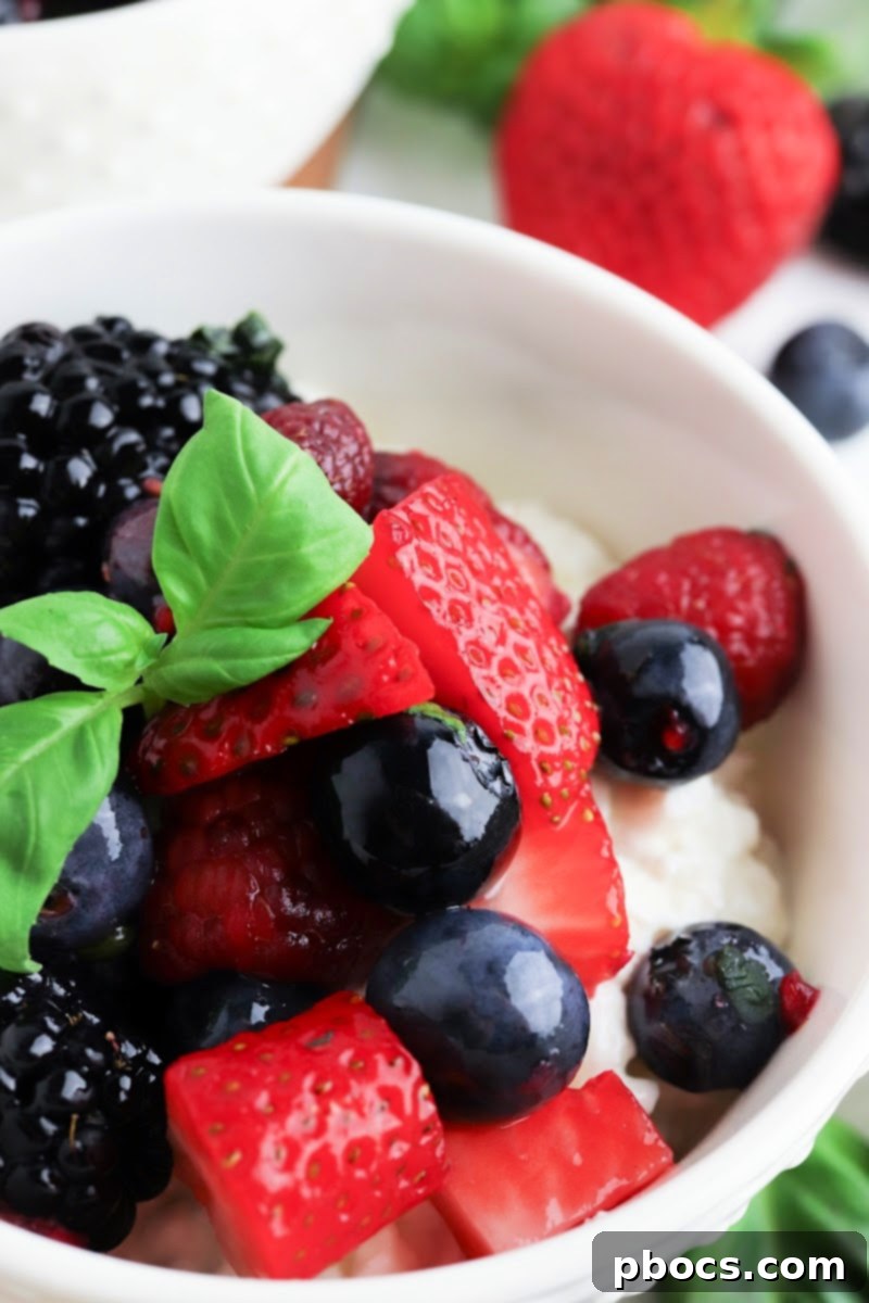 Low Carb Basil Infused Berries and Creamy Cottage Cheese 6 Low-Carb Basil Marinated Berries With Cottage Cheese - an ideal keto snack