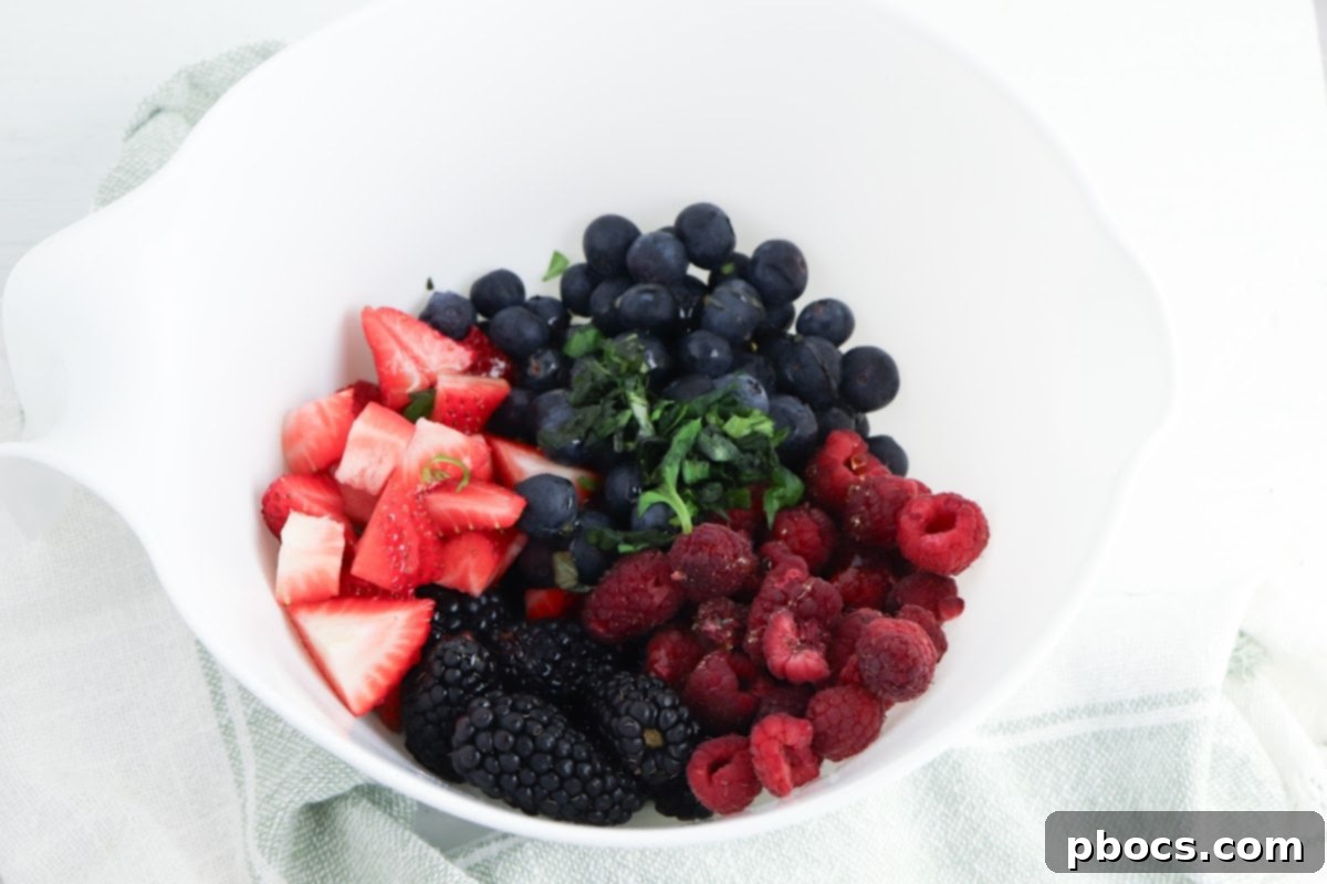 Low Carb Basil Infused Berries and Creamy Cottage Cheese 8 Marinated Berries with Cottage Cheese ready to serve