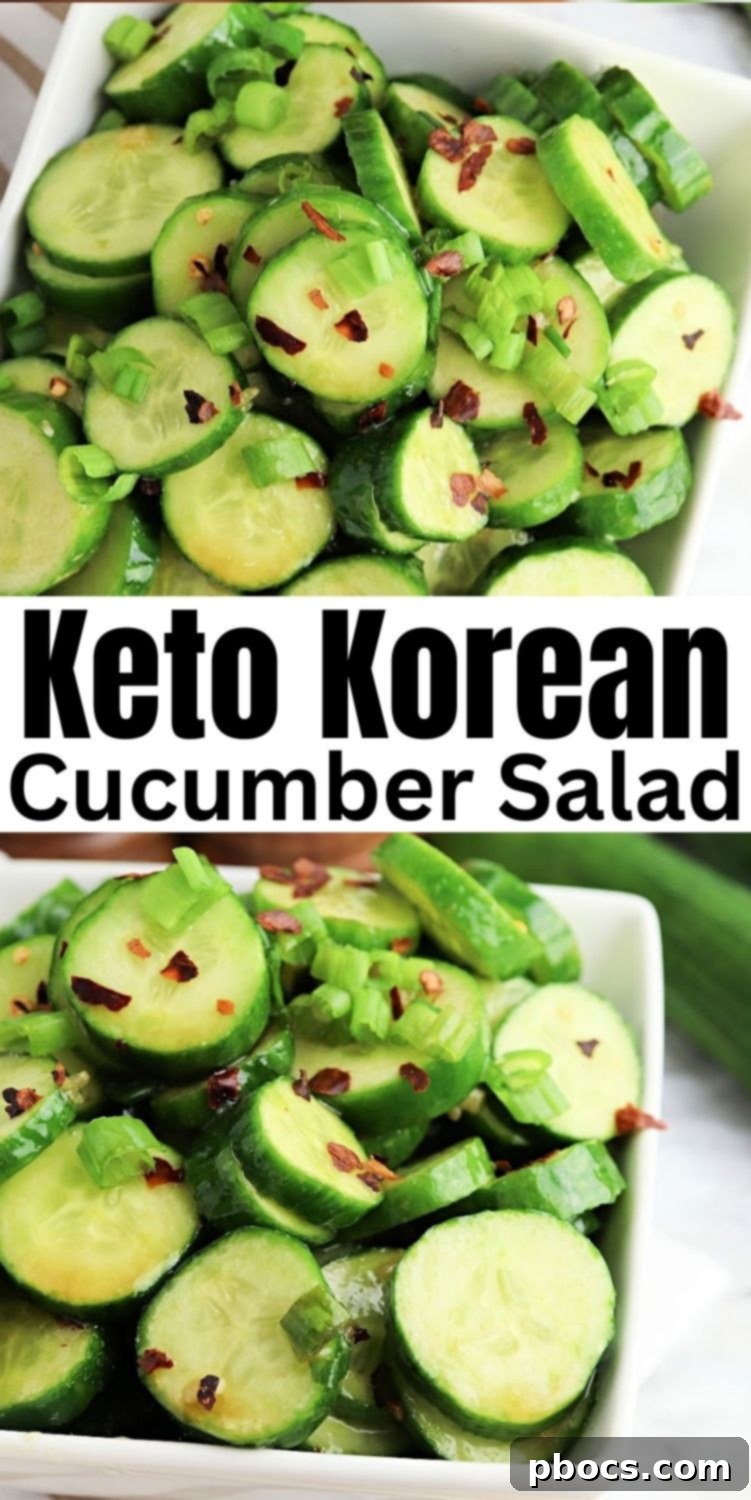 Vibrant Korean Cucumber Salad 12 Pinable image for Keto Korean Cucumber Salad, showcasing the delicious dish