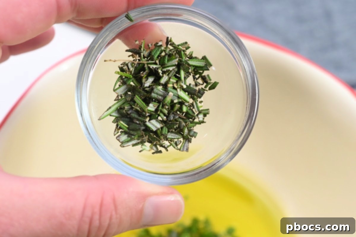Freshly Chopped Thyme for the Marinade - Close-up of aromatic herbs.