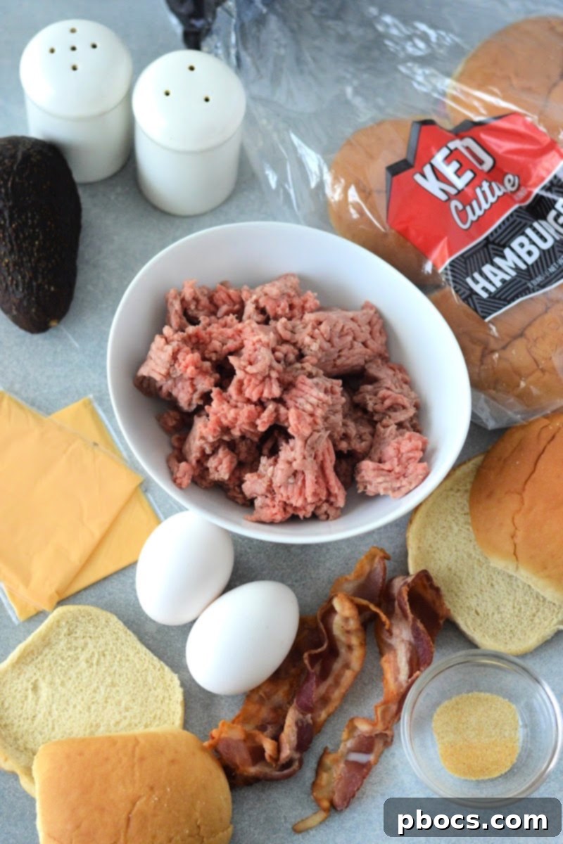 Keto Breakfast Burger Ingredients
