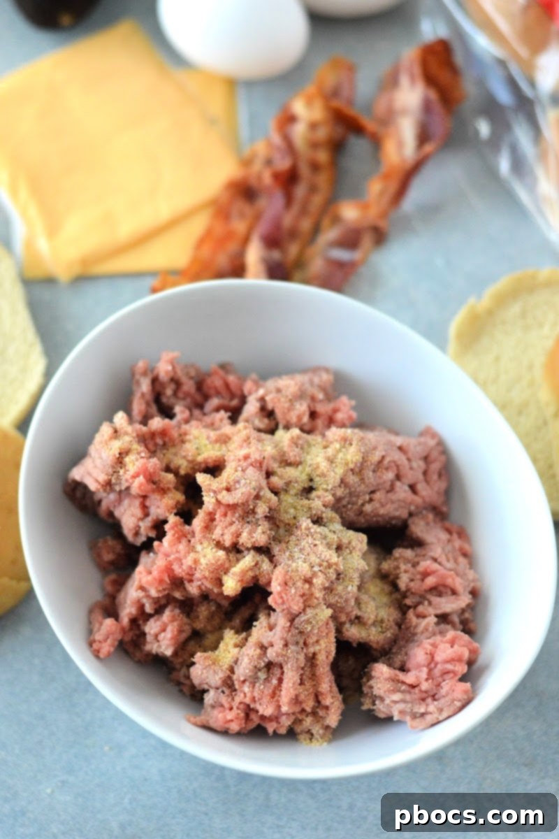 Adding spices to the ground beef