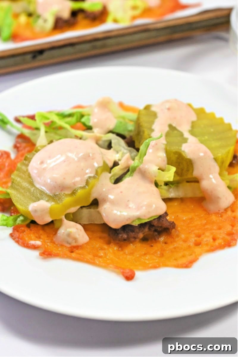 Big Mac Keto Cheese Crunchers 7 Platter of Keto Big Mac Cheese Crisps with a focus on ease of serving.