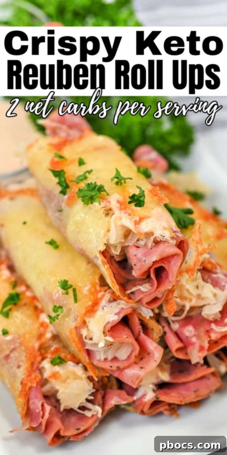 Crispy Keto Reuben Roll-Ups - perfect for low-carb meals