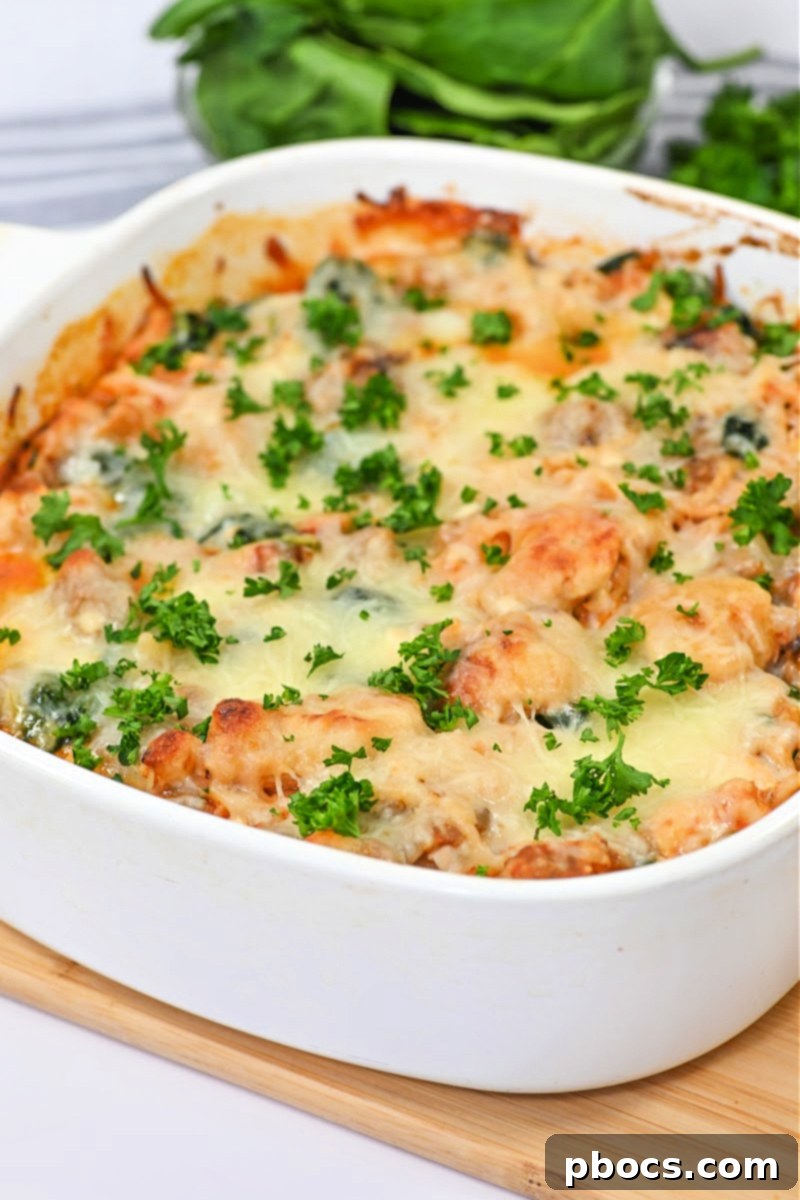 Portion of Keto Cottage Cheese Pasta Bake in an airtight container for meal prep