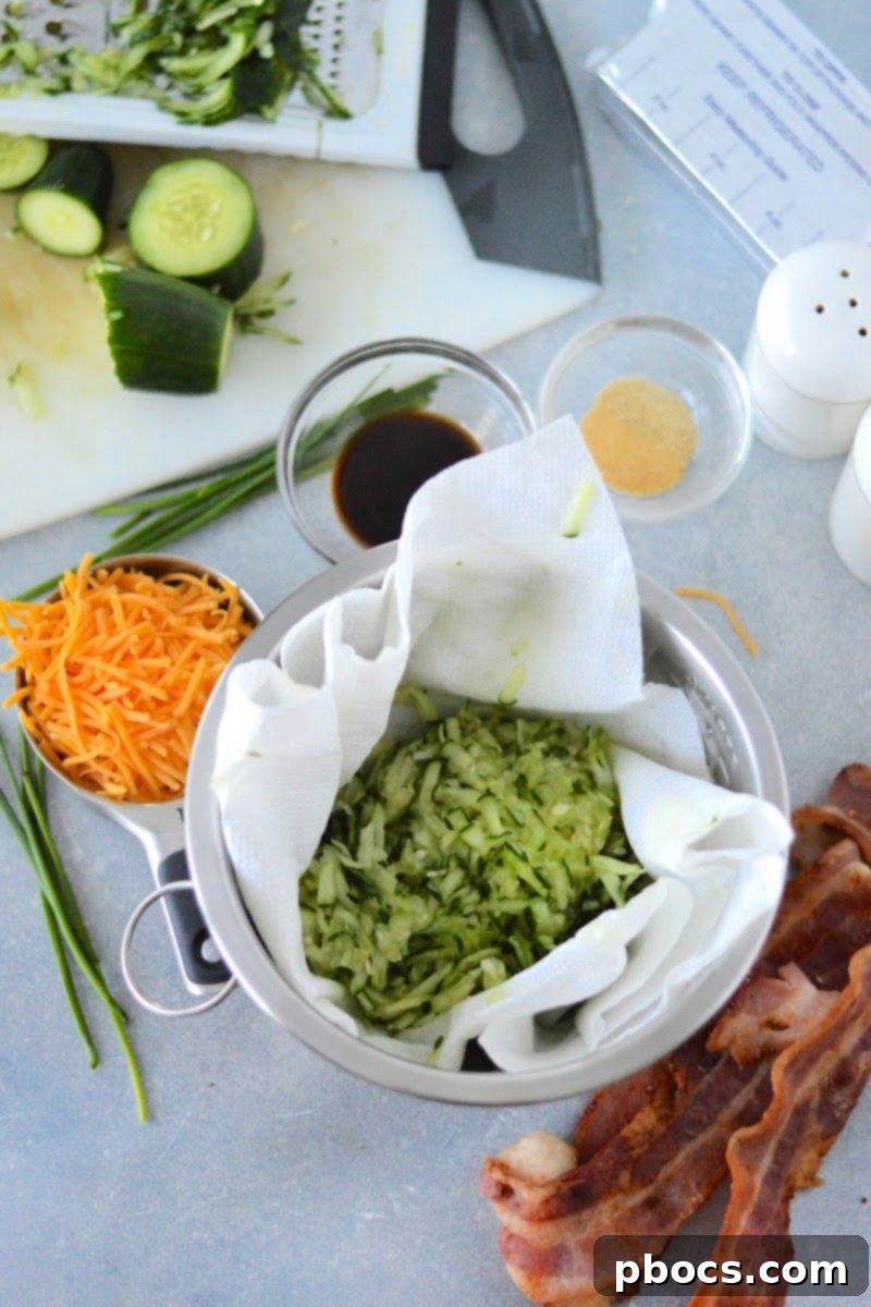 Straining the cucumbers