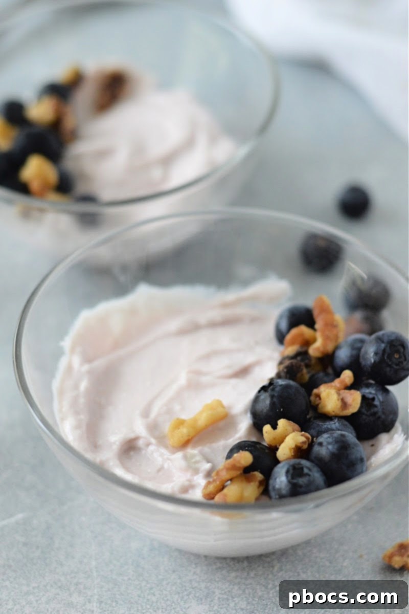 Assembling the Low Carb Blueberry Cottage Cheese Parfait with Fresh Blueberries and Walnuts