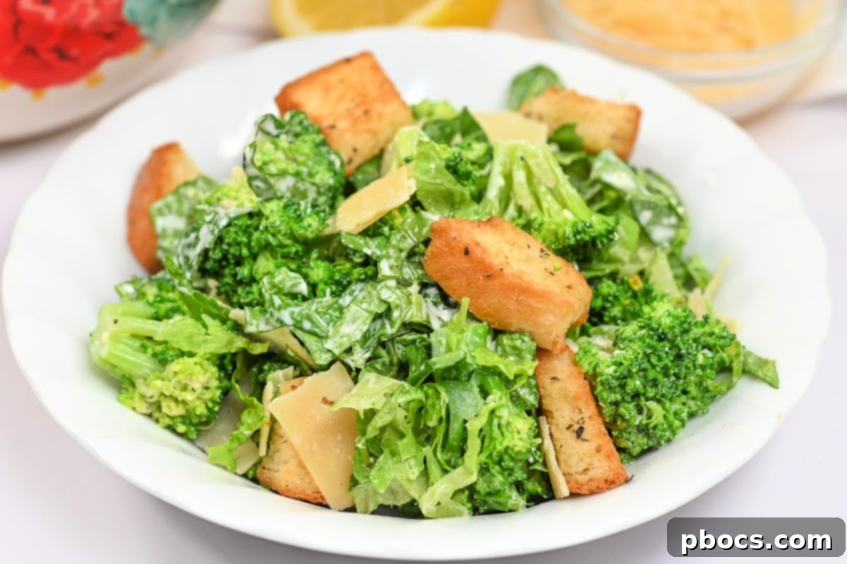 Keto Broccoli Caesar Crunch 7 Keto Caesar Broccoli Salad stored in an airtight container for meal prep