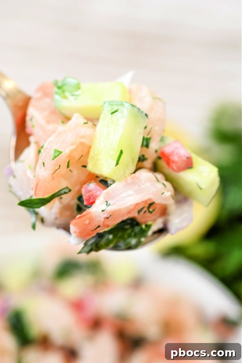 Creamy Shrimp and Cucumber Salad ready to be served