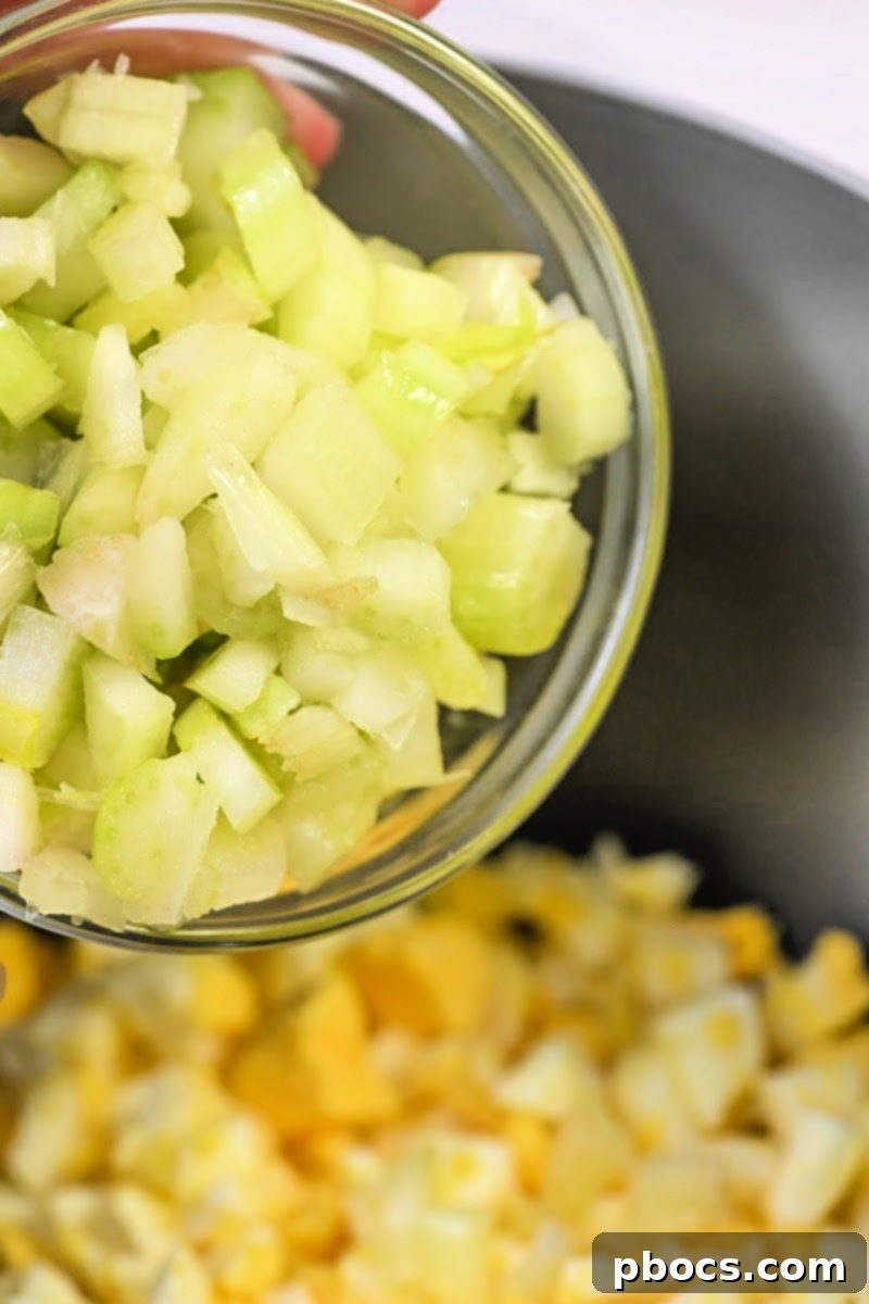 Crispy Diced Celery in Egg Salad