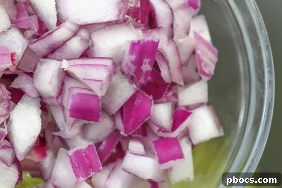 Diced Red Onion for Egg Salad