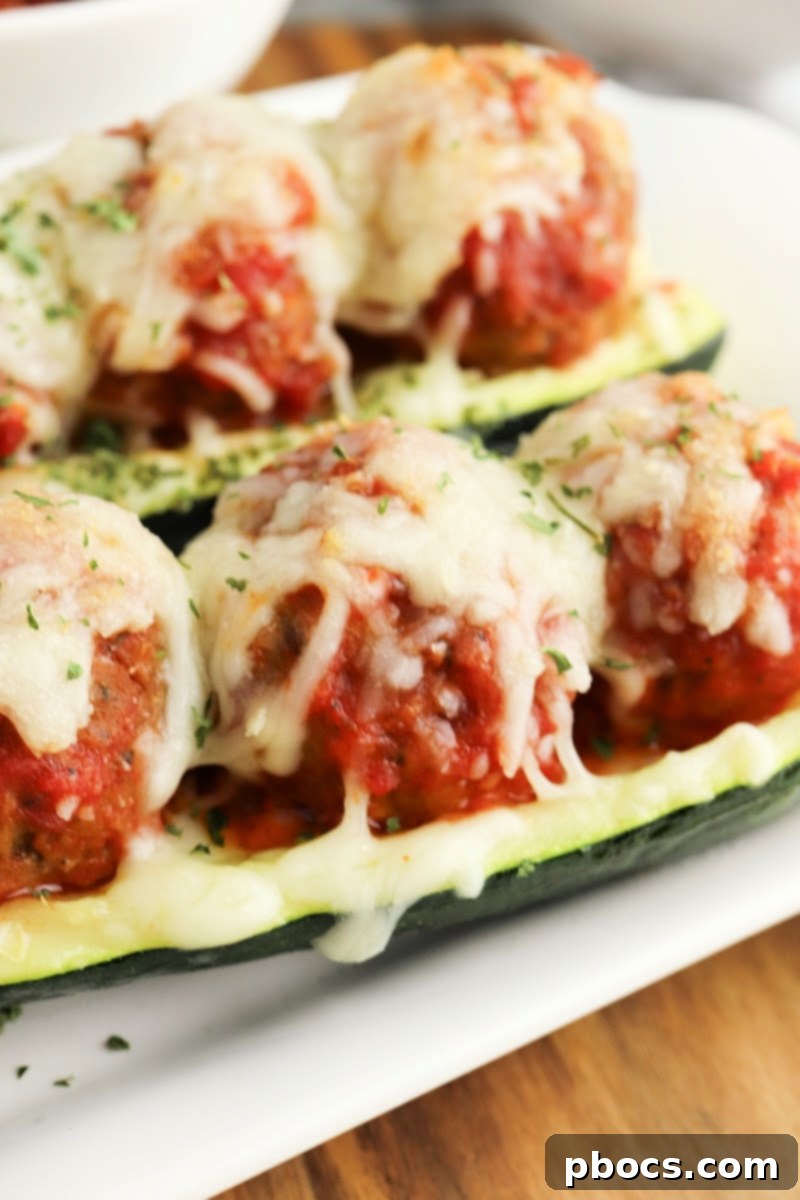Low-Carb Meatball Zucchini Boats - a delicious keto meal idea