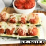 Low-Carb Meatball Zucchini Boats