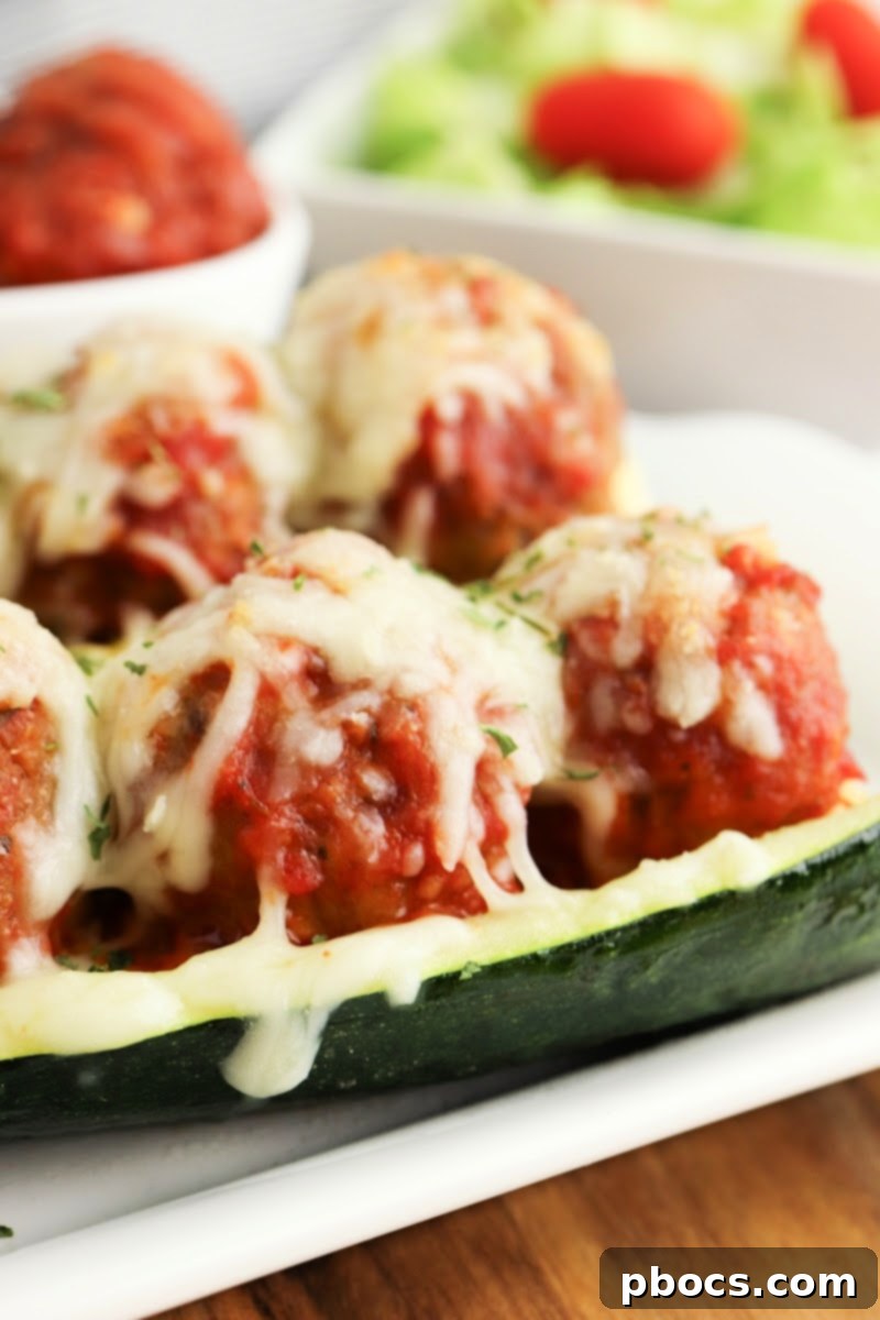 Saucy meatballs ready for zucchini boats