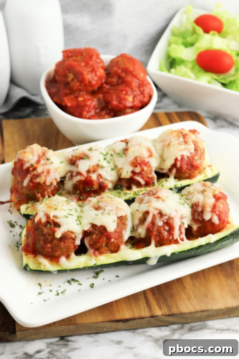 Stored low-carb meatball zucchini boats