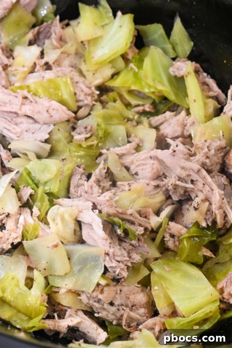 Serving of Keto Crockpot Kalua Pork and Cabbage with a side
