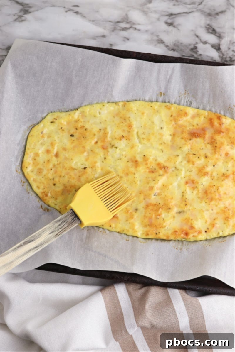 Freshly baked Keto Cottage Cheese Flatbread cooling on a wire rack