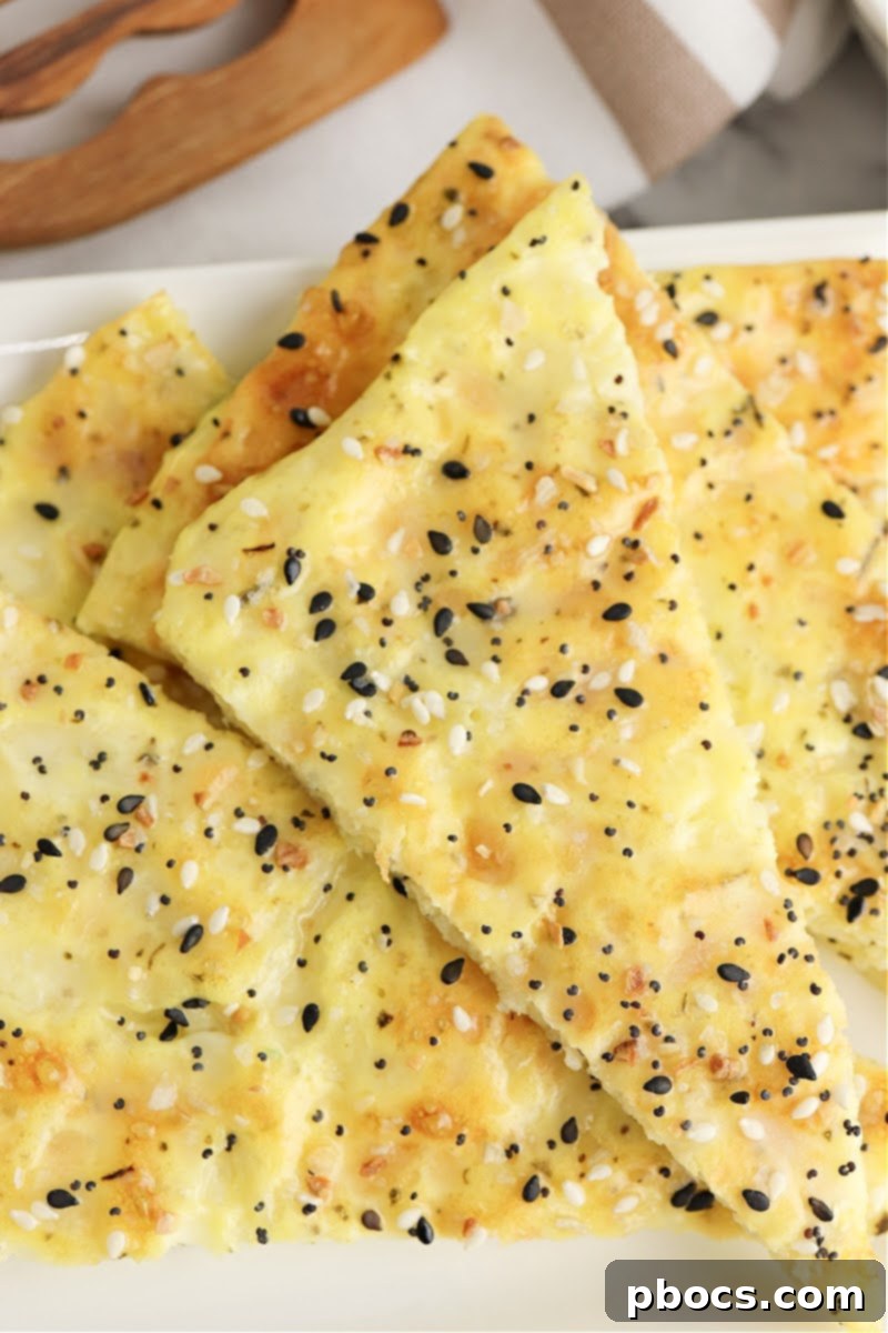 Keto Cottage Cheese Flatbread served on a white plate