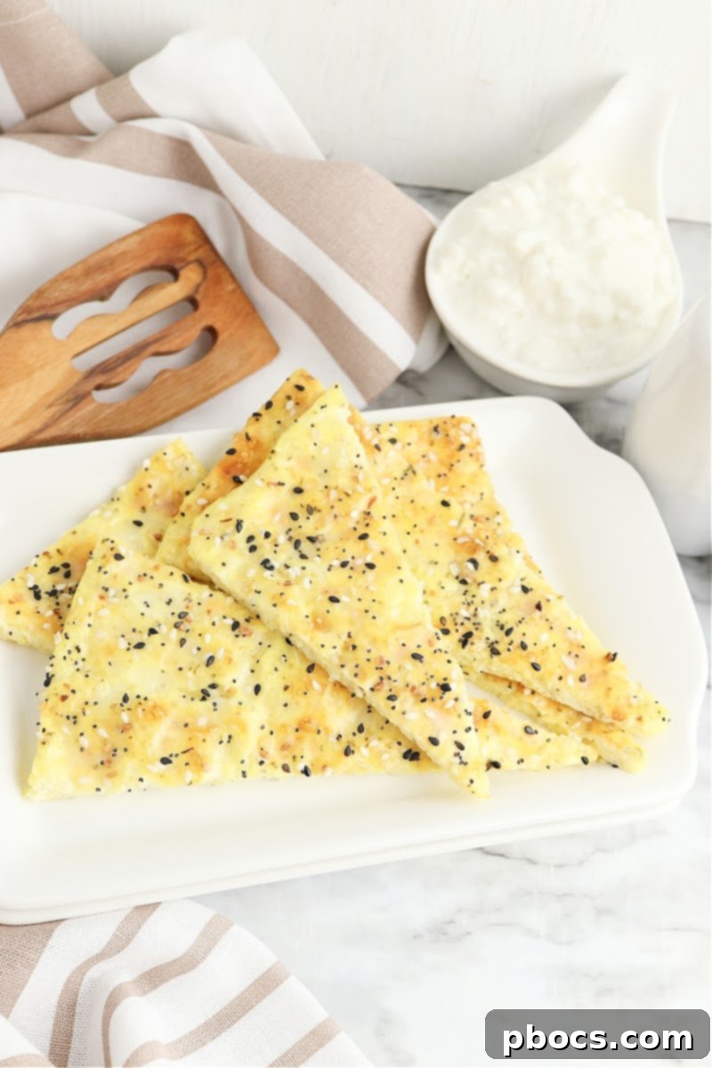 Stack of Keto Cottage Cheese Flatbread slices