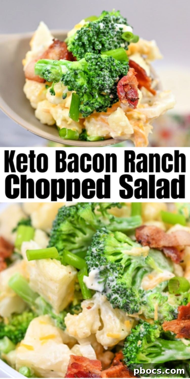 Savory Keto Bacon Ranch Bowl 11 Keto Bacon Ranch Chopped Salad Pinterest Image