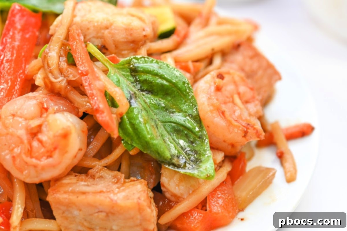 Keto Shrimp and Pork Thai Drunken Noodles