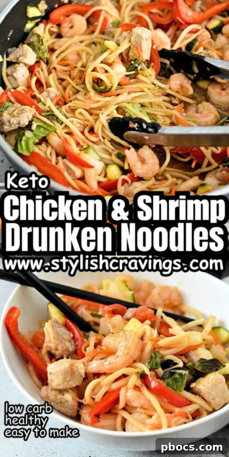 Keto Shrimp and Pork Thai Drunken Noodles