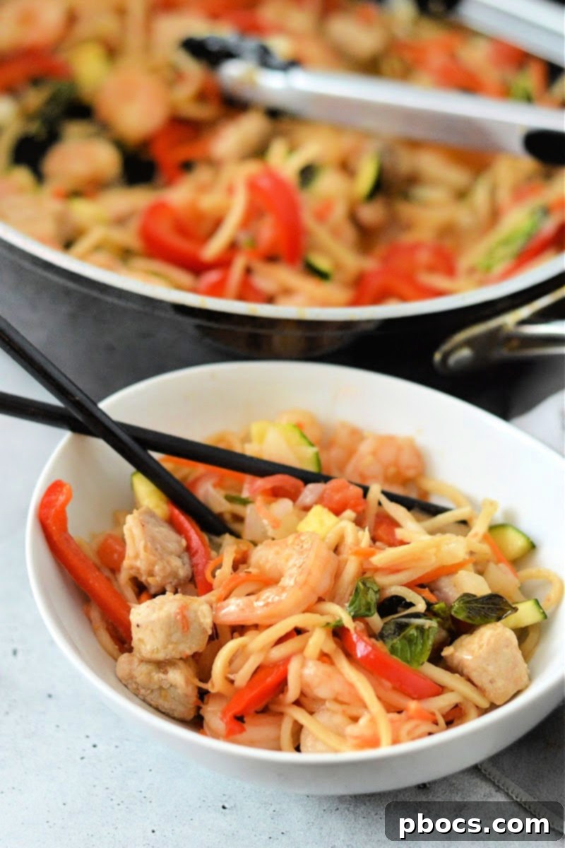 Keto Shrimp and Pork Thai Drunken Noodles