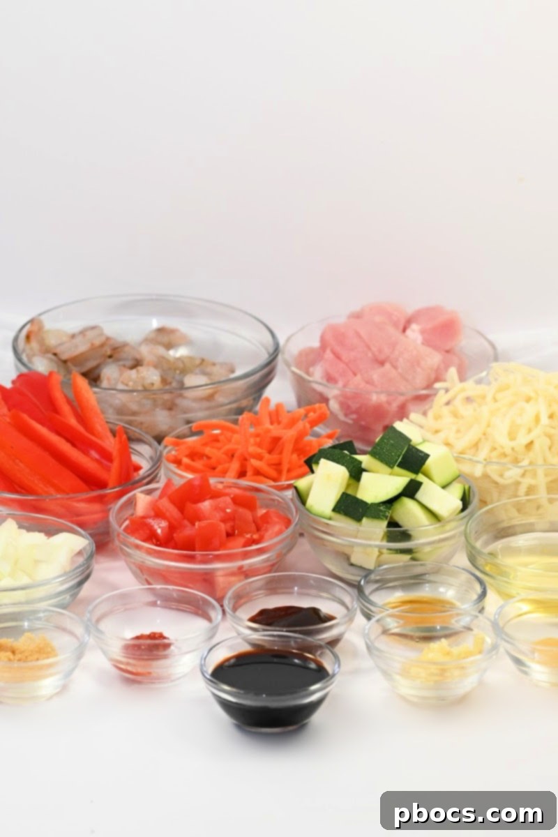 Keto Shrimp and Pork Thai Drunken Noodles Ingredients