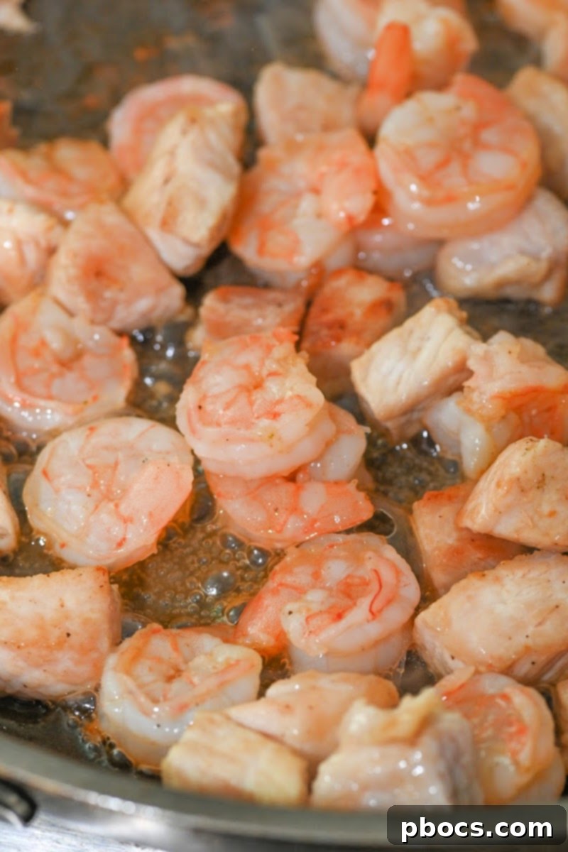 Cooking the shrimp