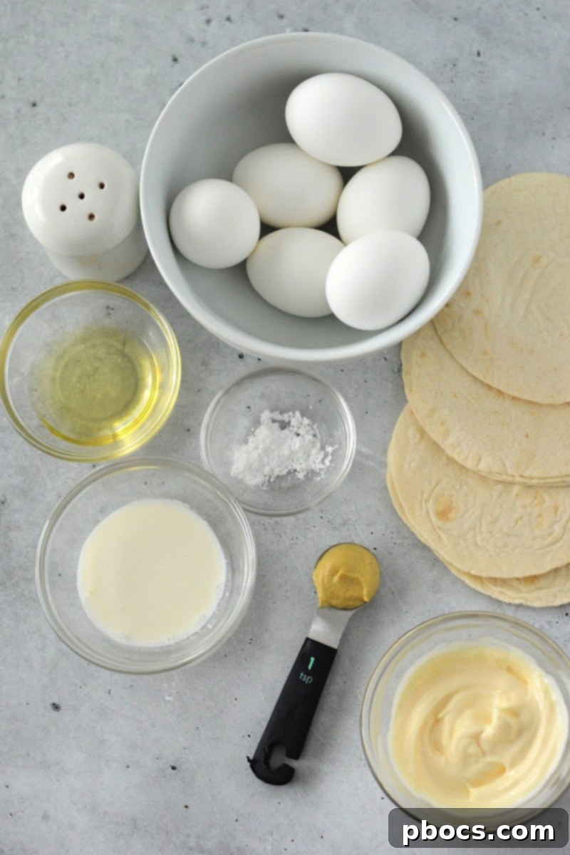 Ingredients for Keto Japanese Egg Salad Roll-Ups