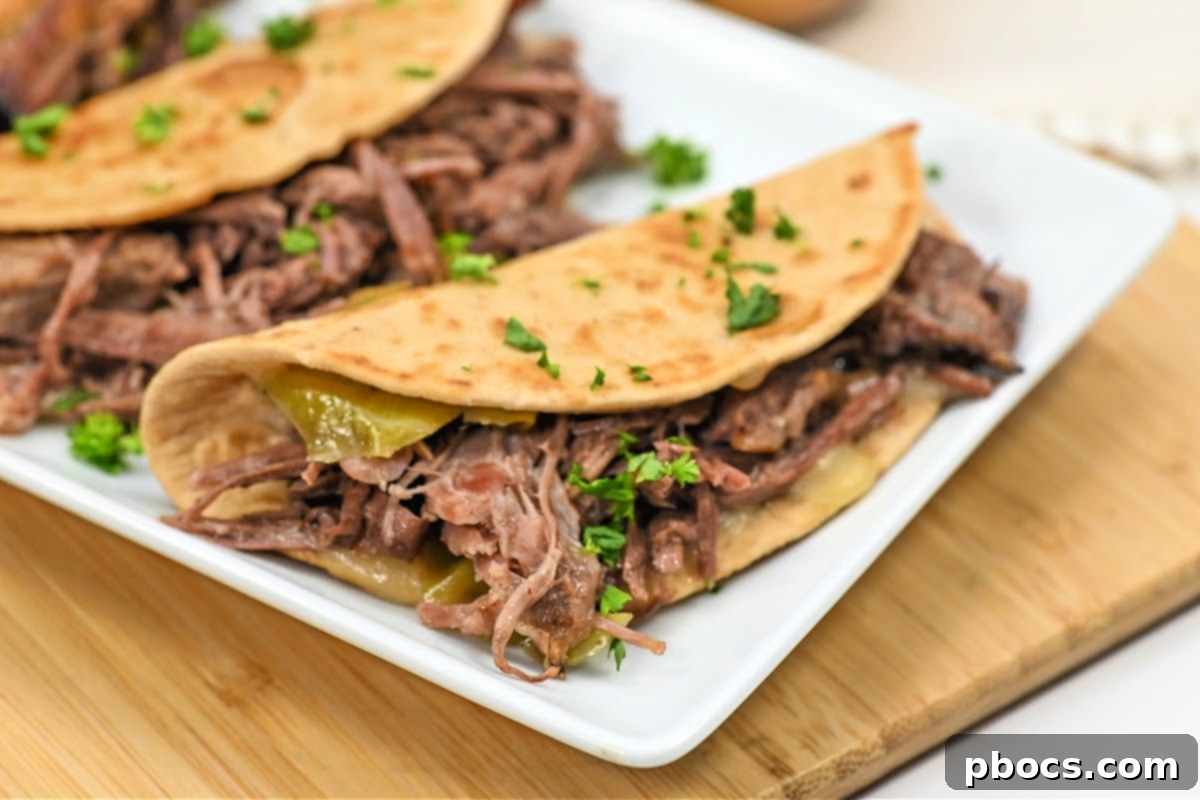 Finished Keto Mississippi Pot Roast Tacos on a plate