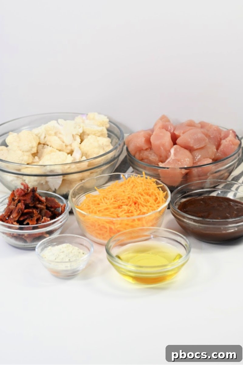 One Pan Keto BBQ Ranch Chicken 8 Keto BBQ Bacon Chicken Ranch Sheet Pan ingredients