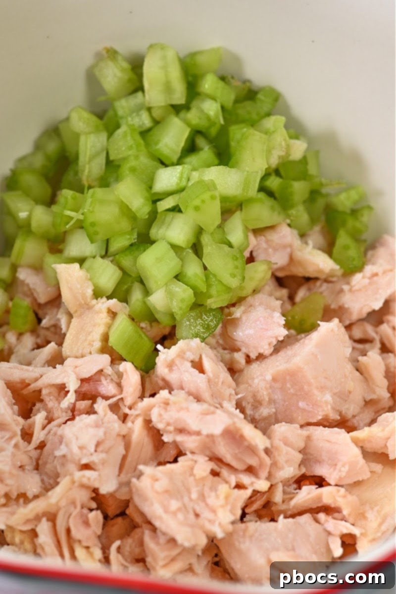 Adding celery to canned chicken