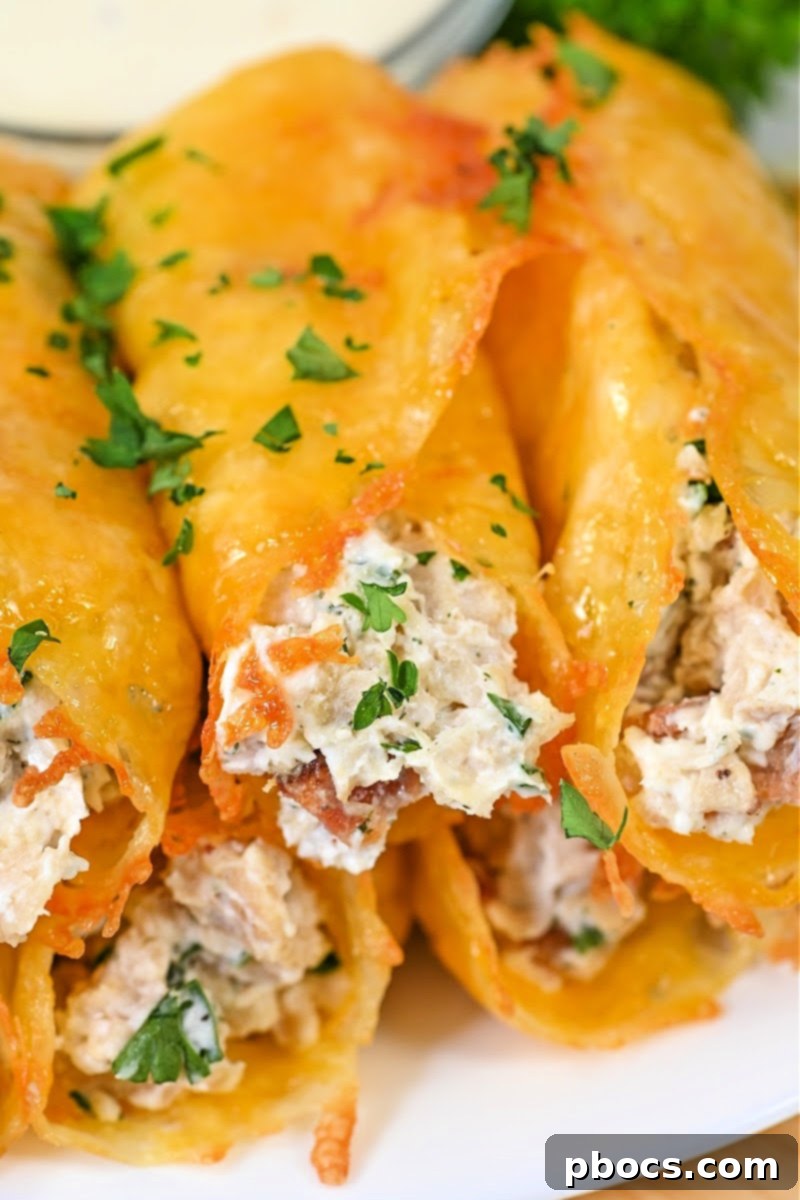 Keto Chicken Bacon Ranch Pinwheels 5 Keto Chicken Bacon Ranch Roll-Ups with perfectly melted cheese