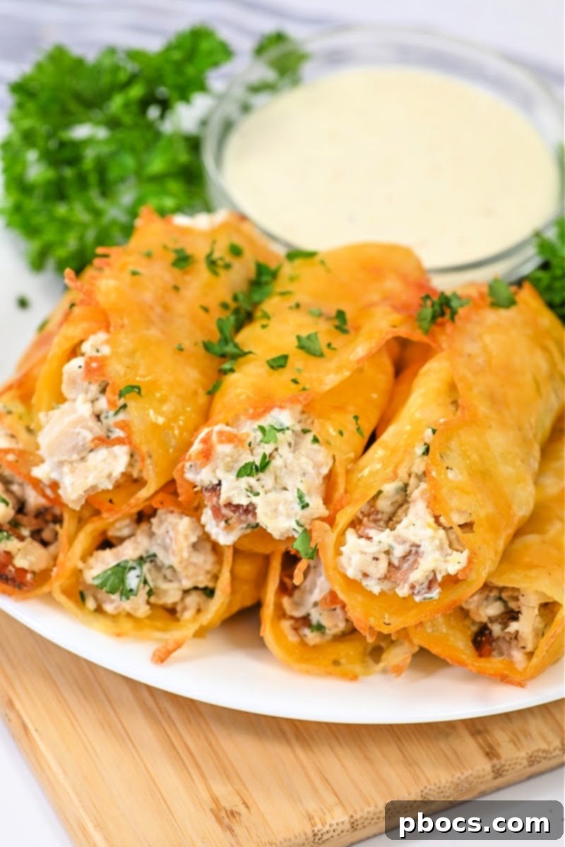 Keto Chicken Bacon Ranch Pinwheels 7 Keto Chicken Bacon Ranch Roll-Ups ready for serving