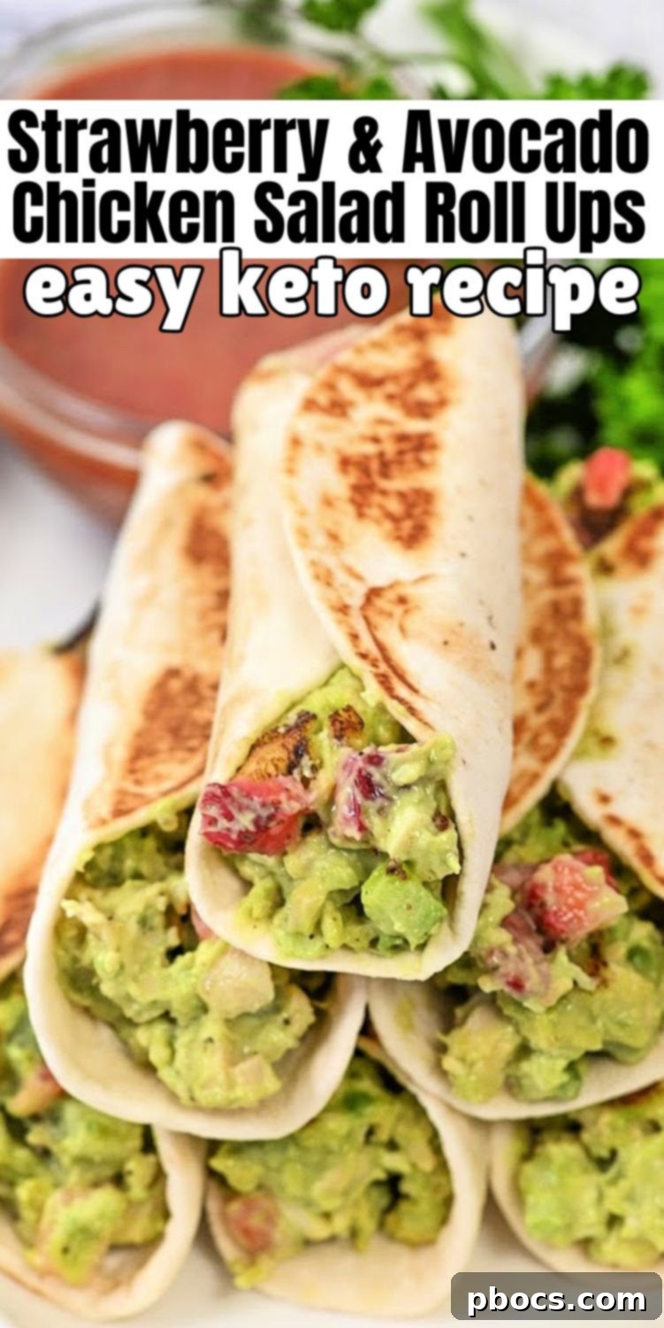 Keto Avocado Chicken Strawberry Salad Roll-Ups